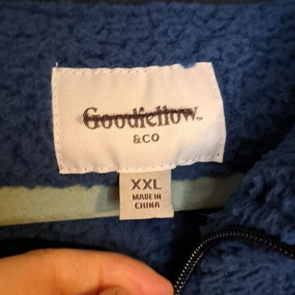Goodfellow & Co blue zip up fleece jacket size XXL - Picture 4 of 6